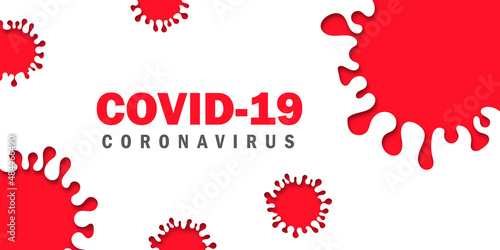Vector of Coronavirus 2019-nCoV and Virus background with disease cells and red blood cell. RED COVID-19 Corona virus outbreaking and Pandemic medical health risk concept. Vector illustration