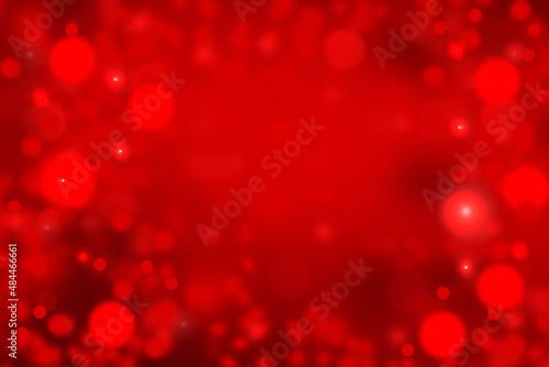 red abstract bokeh background with soft shiny texture of star for Christmas and Valentine.
