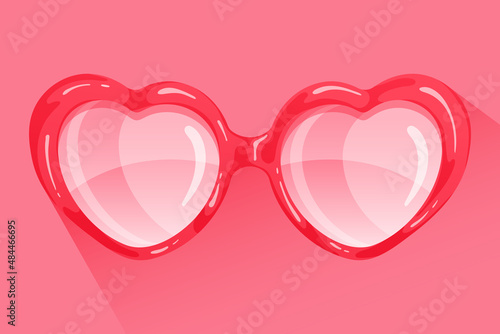 Valentine's Day element. Glasses in heart shaped. Sunglasses isolated on white background. Vector illustration.