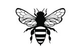 Honey Bee icon, honey bee silhouette on white background