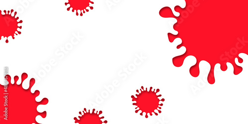 Vector illustration of red virus cells or new variant of Covid-19 with rings wave,empty space,sample text,design template on white background,COVID-19 mutation concept