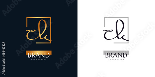 Initial CK Logo Design with Elegant Gold Handwriting Style. CK Signature Logo or Symbol