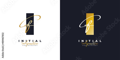 Initial CF Logo Design with Elegant Handwriting Style. CF Signature Logo or Symbol