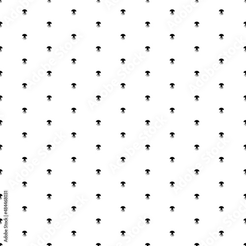 Square seamless background pattern from geometric shapes. The pattern is evenly filled with small black jellyfish symbols. Vector illustration on white background