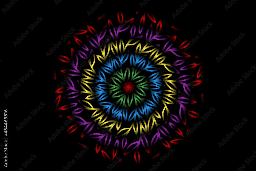 colourful caleidoscope classic gradient flower art pattern of traditional batik ethnic dayak ornament for wallpaper ads background sticker or clothing colourful caleidoscope classic gradient flower art pattern of traditional batik ethnic dayak ornament for wallpaper ads background sticker or clothing