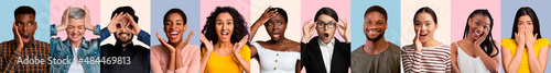 Collection of multiracial people expressing various emotions and feelings
