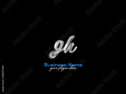 Signature GH Brush Logo, Brush and signature Gh letter logo icon photo