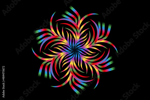 colourful caleidoscope classic gradient flower art pattern of traditional batik ethnic dayak ornament for wallpaper ads background sticker or clothing