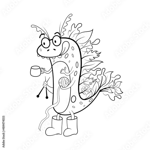 Children's coloring page - character design monster