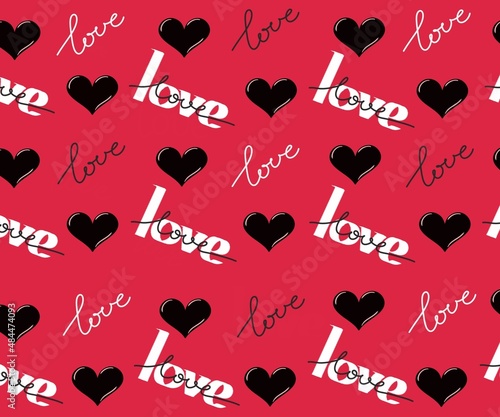 Wallpaper Mural pattern with hearts and the inscription love for valentine's day Torontodigital.ca