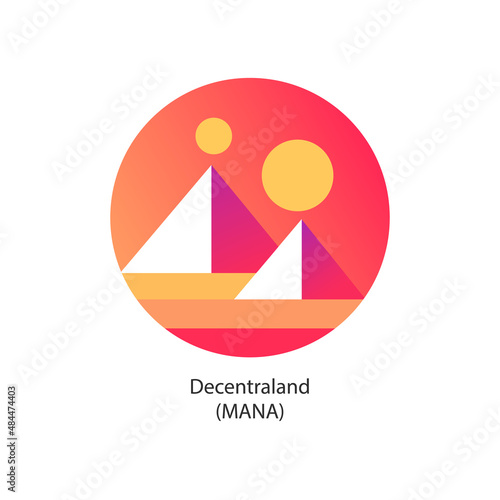 Decentraland MANA cryptocurrency platform token logo coin icon isolated on white background. Vector illustration photo
