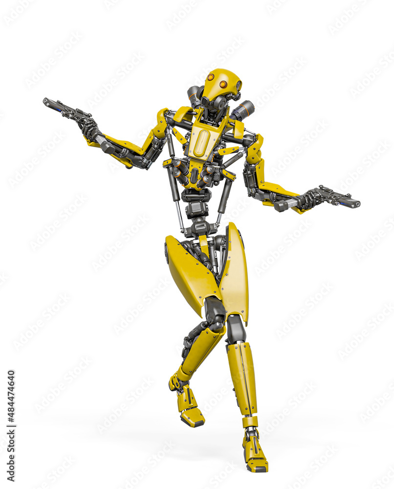 droid soldier is dancing in action and holding a pistol droid soldier is dancing in action and holding a pistol