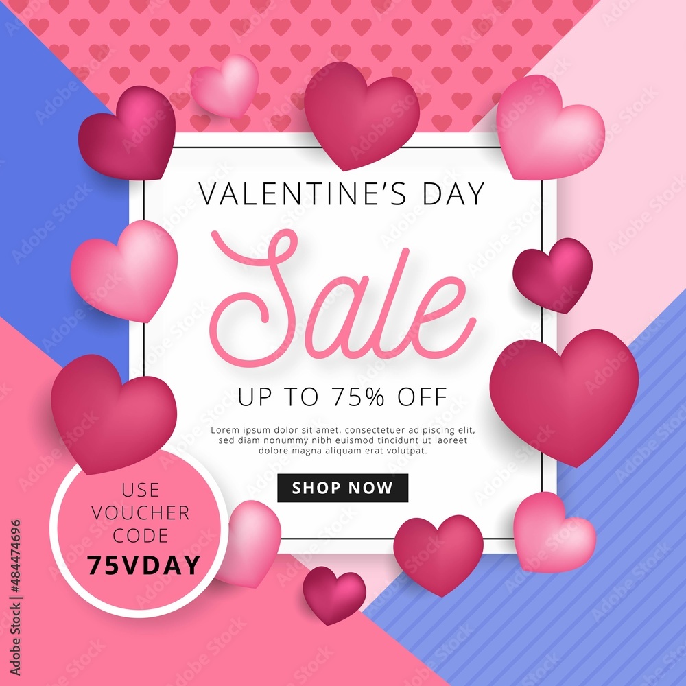 valentine day sales background design vector illustration