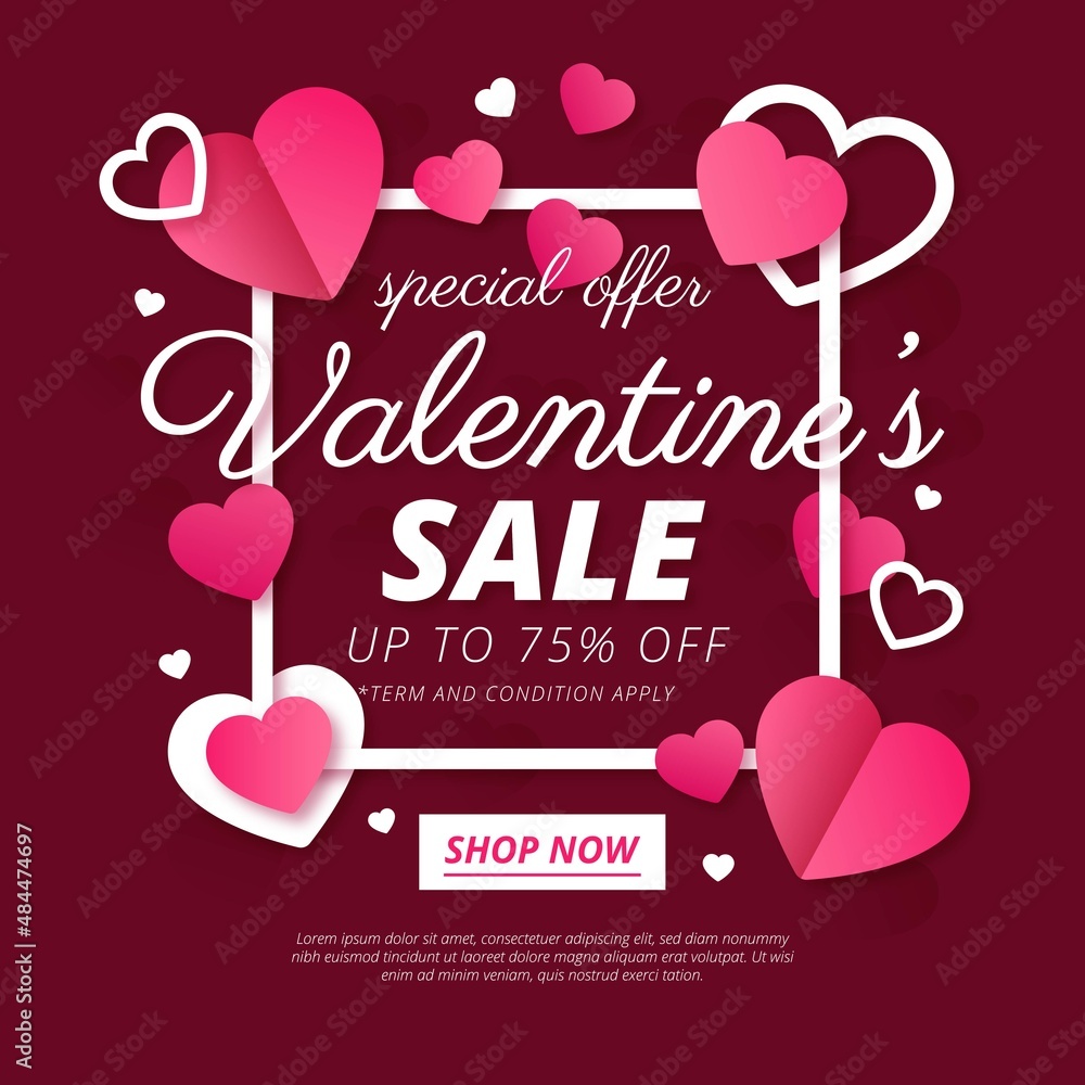 valentine day salesflat background design vector illustration