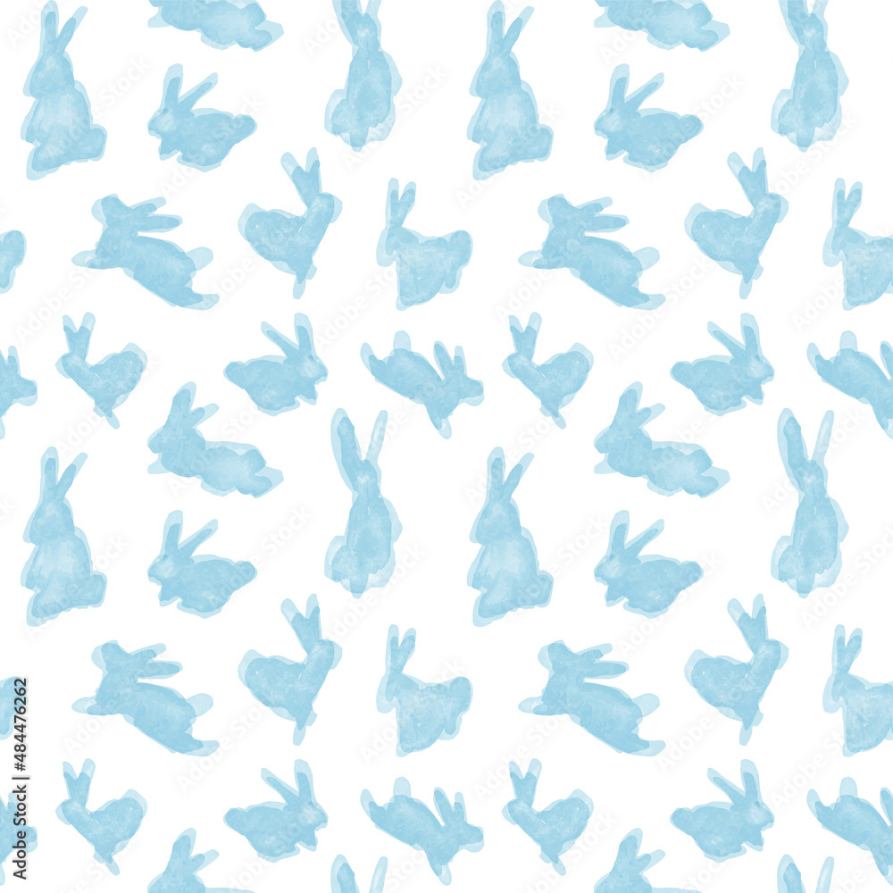 Blue watercolor rabbit easter seamless pattern Blue watercolor rabbit easter seamless pattern