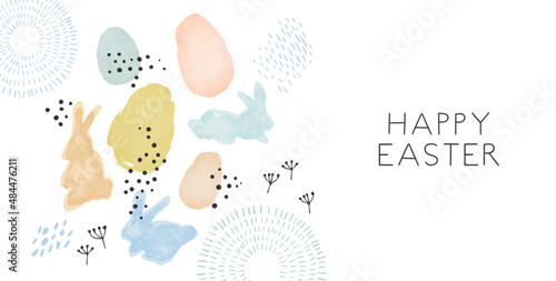 Happy easter watercolor scandinavian rabbit card