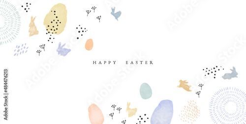 Happy easter watercolor scandinavian rabbit card