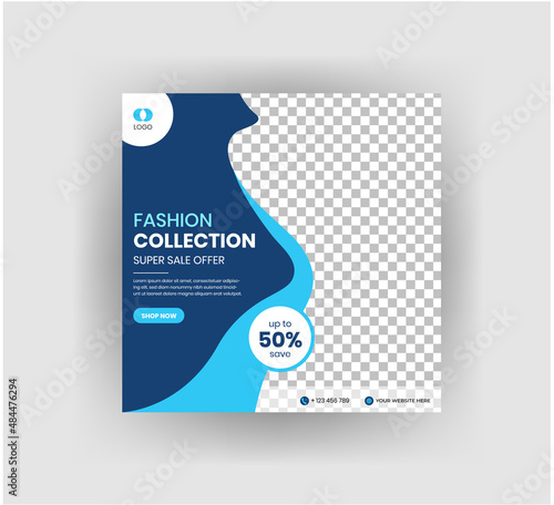 Fashion sale post banner layout and web template 