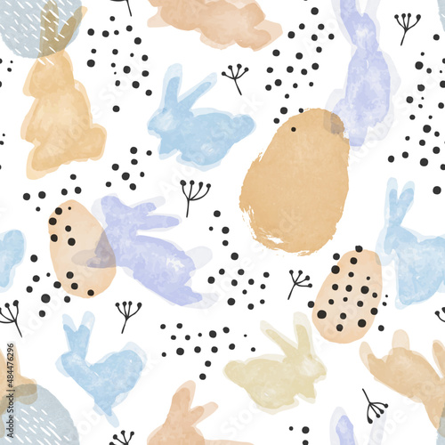Watercolor scandinavian easter seamless pattern