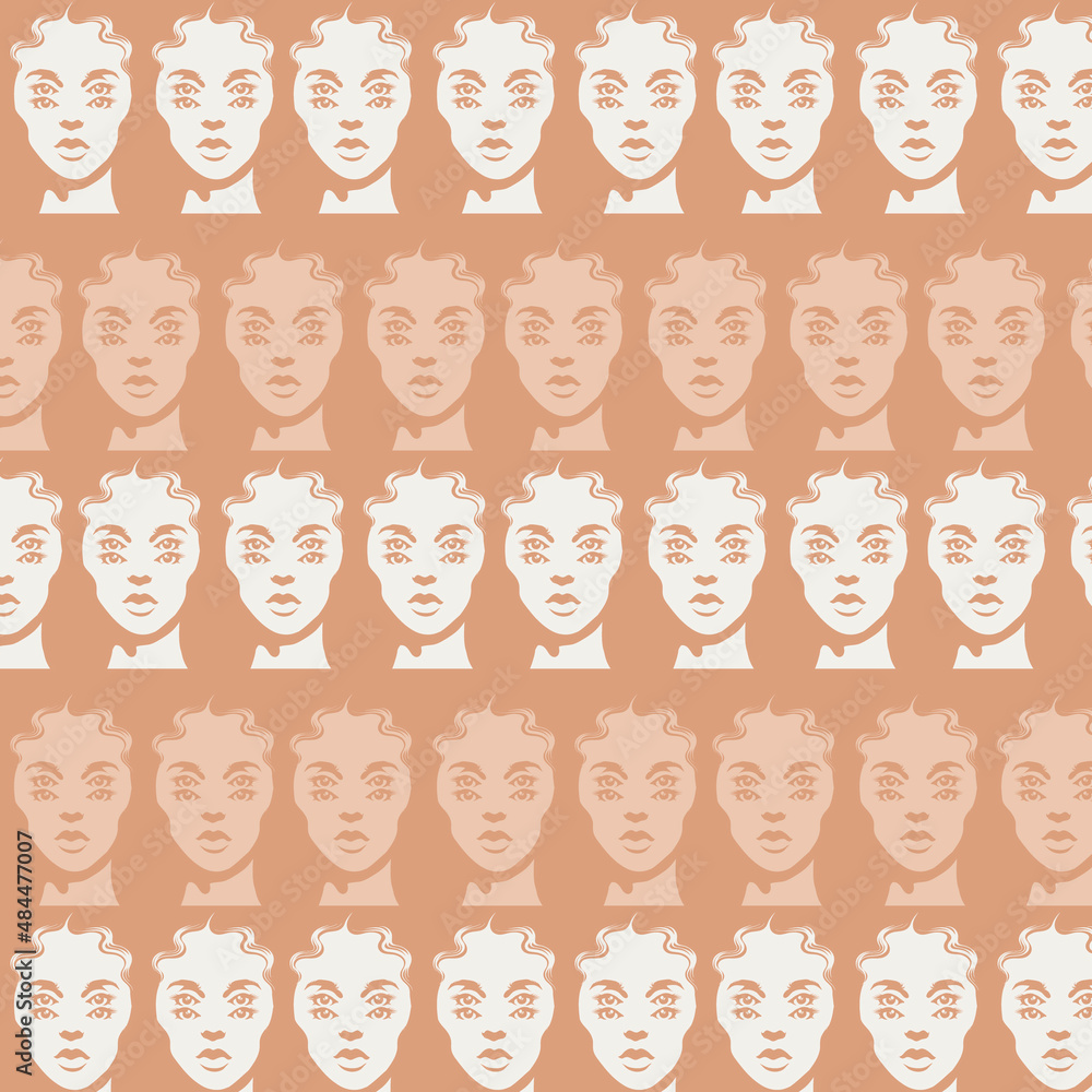 Vector pattern with hand drawn abstract illustration. Creative artwork with portrait . Template for card, poster, banner, print for t-shirt, pin, badge, patch. Vector pattern with hand drawn abstract illustration. Creative artwork with portrait . Template for card, poster, banner, print for t-shirt, pin, badge, patch.