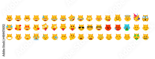 Cats heads emoticons vector.cats faces emojis.