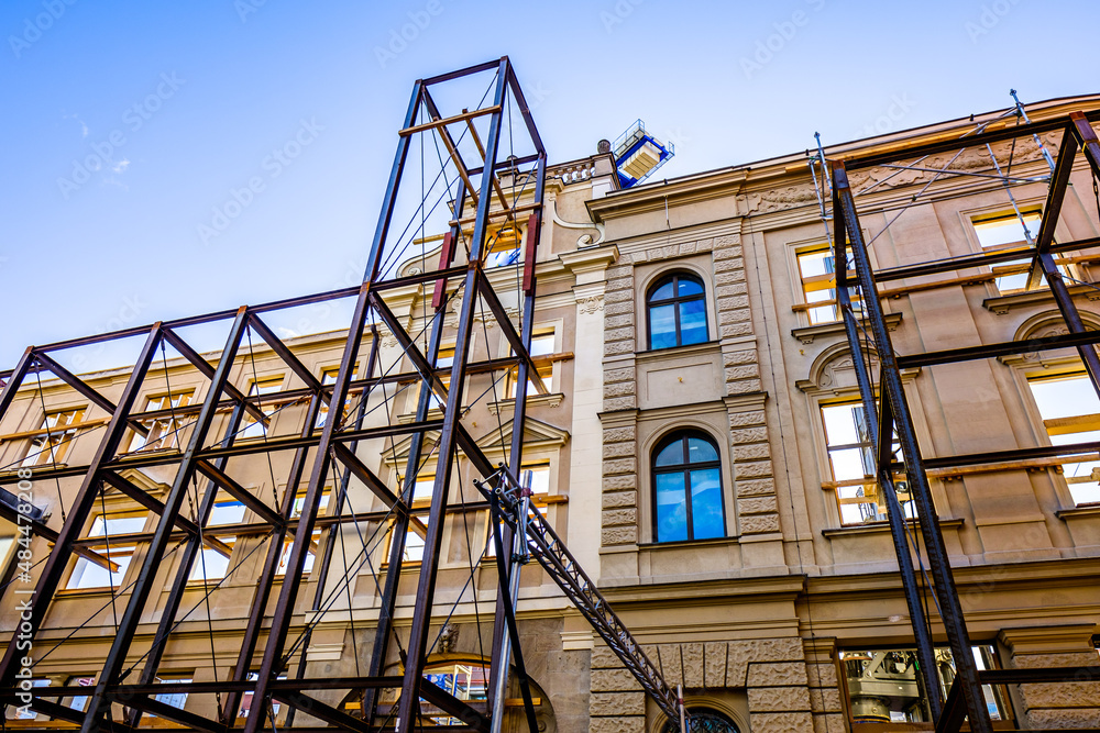 scaffolding at a construction site