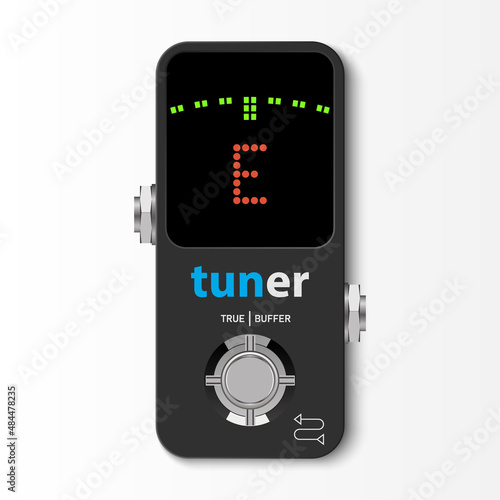 Guitar tuner pedal stompbox isolated on white background, vector illustration photo