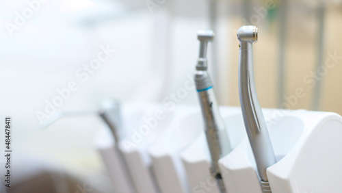 Close up dental tools in dental clinic , health care concept