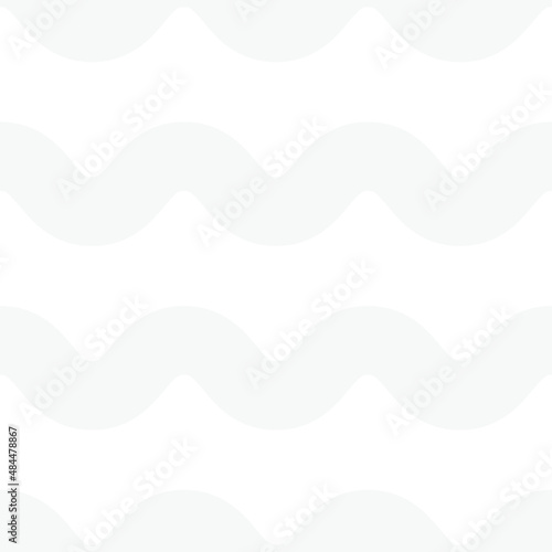 Gray wave line seamless pattern on white background. Vector illustration.