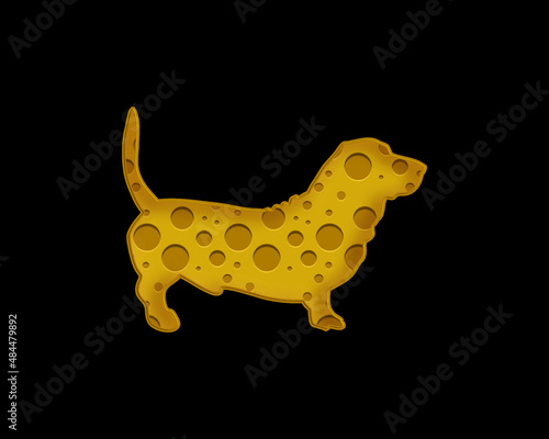 Dog Dachshund Pet Cheese Icon Logo Symbol illustration