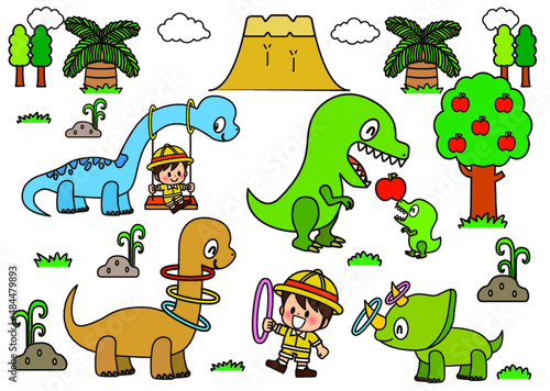 恐竜,子供,ティラノザウルス,ブラキオサウルス,トリケラトプス,首長竜,肉食恐竜,草食恐竜 photo