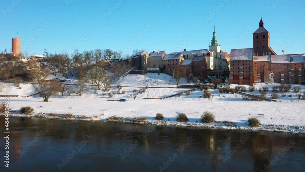 Grudziadz city by the Vistula river at snowy winter. Poland Grudziadz city by the Vistula river at snowy winter. Poland