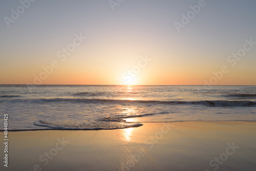 Sunset on the beach of Cape Trafalgar  Canos de Meca  Cadiz  Andalusia  Spain