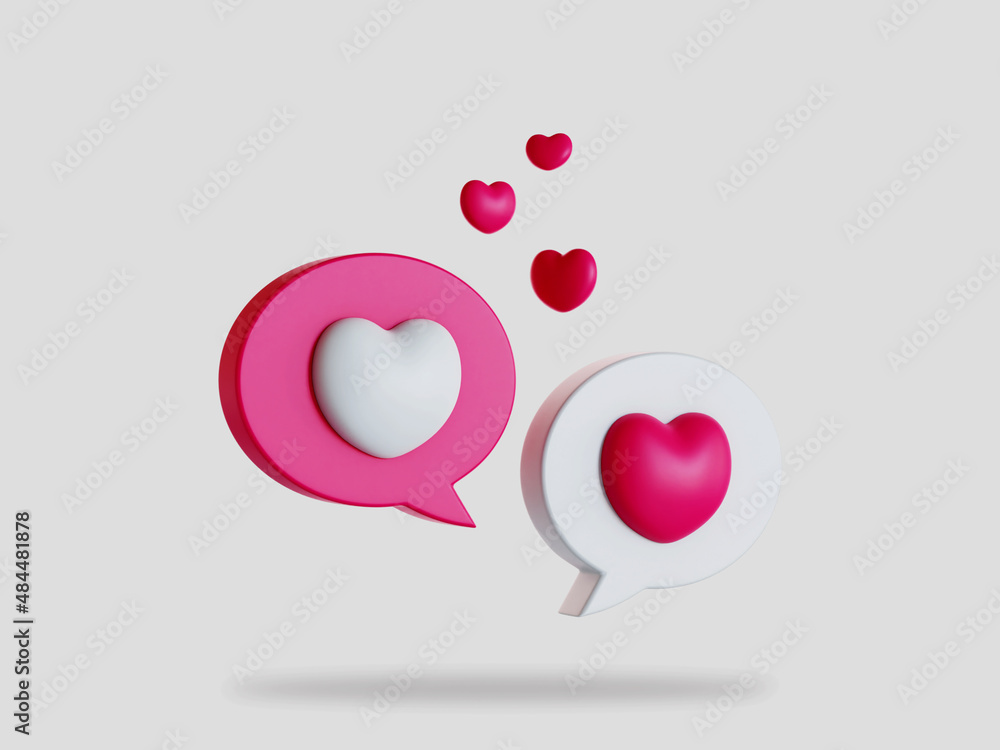 Valentine message 3d render illustration isolated