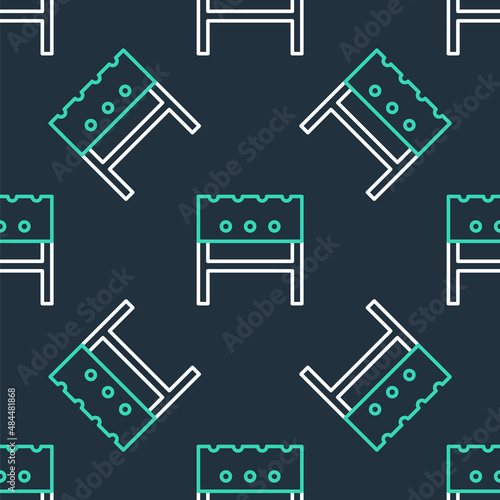 Line BBQ brazier icon isolated seamless pattern on black background. Vector