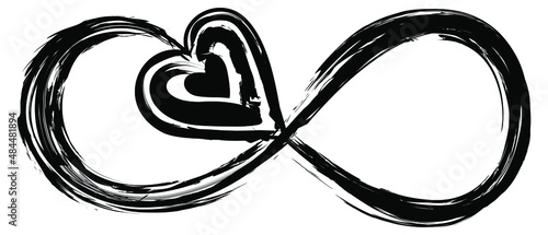 Single infinity love brush stroke style art on an isolated white background