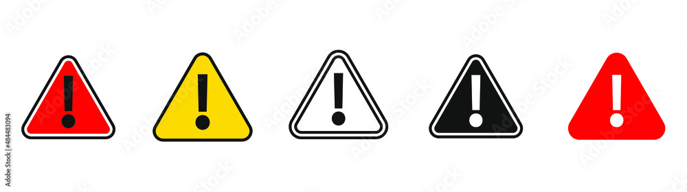 Caution warning signs set. Exclamation marks. Vector illustration Caution warning signs set. Exclamation marks. Vector illustration