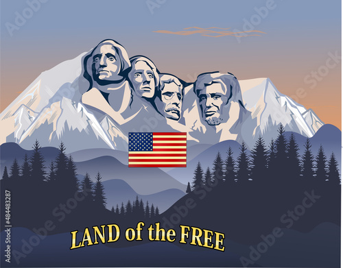 Happy Presidents Day card with Rushmore four presidents