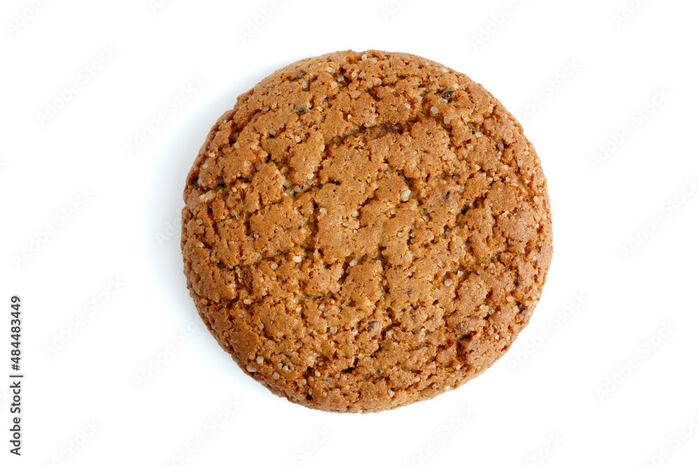 Oatmeal cookies are highlighted on a white background. Flat lying. Oatmeal cookies are highlighted on a white background. Flat lying.