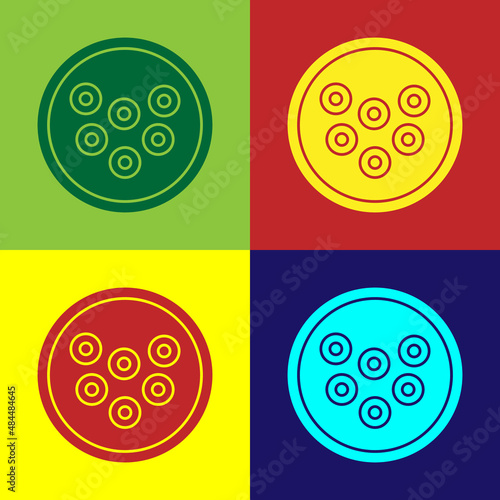 Pop art Caviar on a plate icon isolated on color background. Vector.