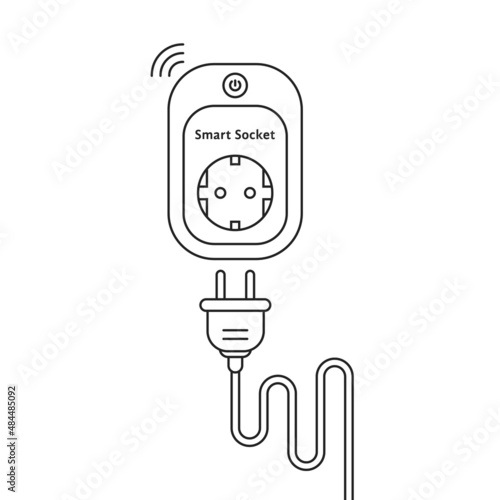 black smart socket with thin line electric plug