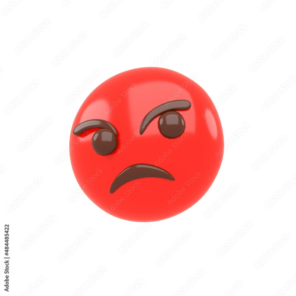 Fototapeta premium 3D rendering Angry Emoji isolated on white background