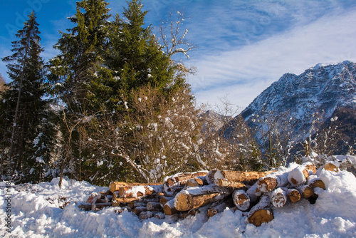 The snowy mid-December landscape near Erto in Pordenone province, Friuli-Venezia Giulia, north east Italy
 photo