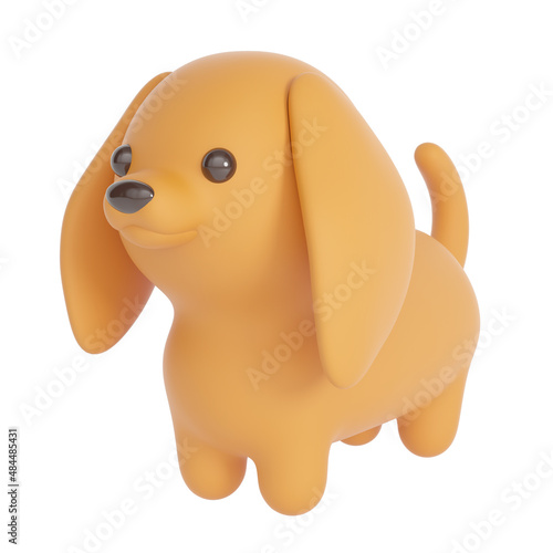 Dachshund dog isolated on white. 3d rendering
