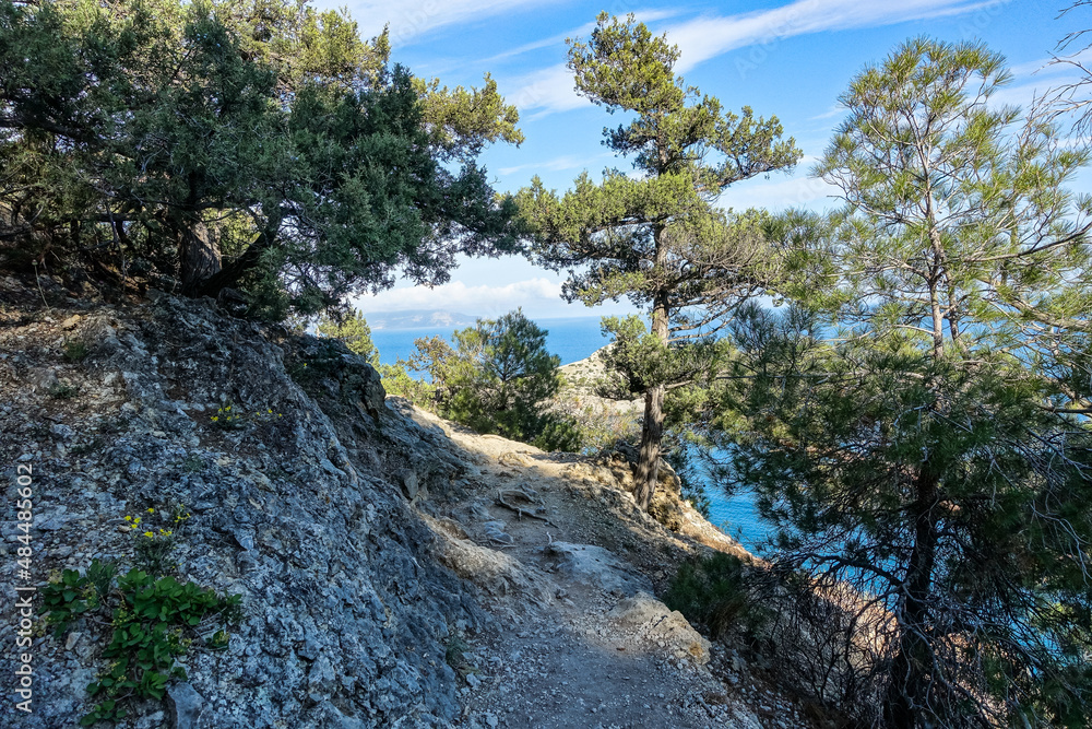Nature photos on the Golitsyn trail. Landscapes of the Black Sea and the Crimean mountains in greenery. Crimea. Nature photos on the Golitsyn trail. Landscapes of the Black Sea and the Crimean mountains in greenery. Crimea.