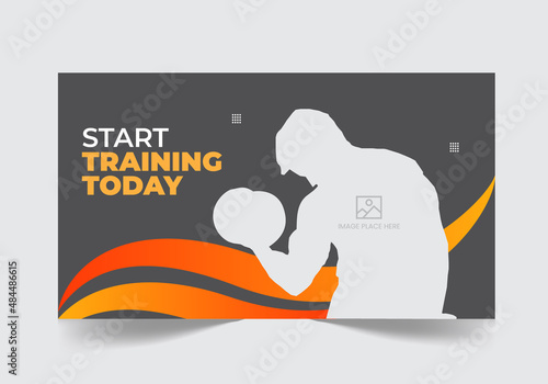 New trendy gym video thumbnail design template