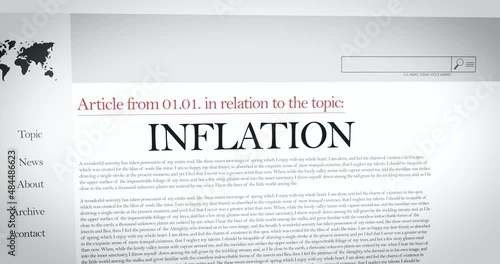Inflation Money Decrease headlines in the international press. Internet, TV, newspapers report worldwide