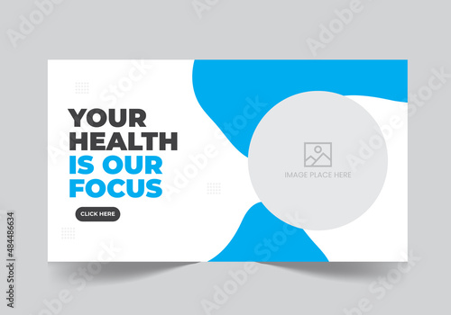 Healthcare clinic video thumbnail or web banner design template