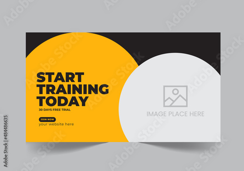 Modern creative gym workout video thumbnail design template