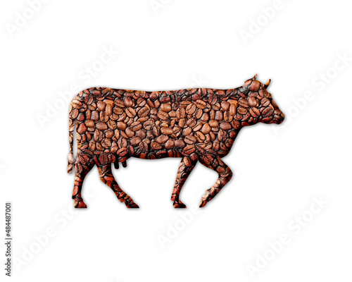 Cow Animal Coffee Beans Icon Logo Symbol illustration